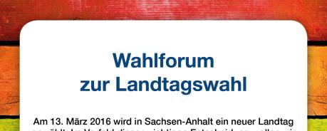 Flyer Wahlforum zur Landtagswahl