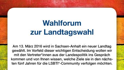 Flyer Wahlforum zur Landtagswahl